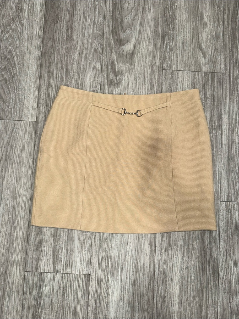 H&M Tan Mini Skirt with Decorative Waist Hardware